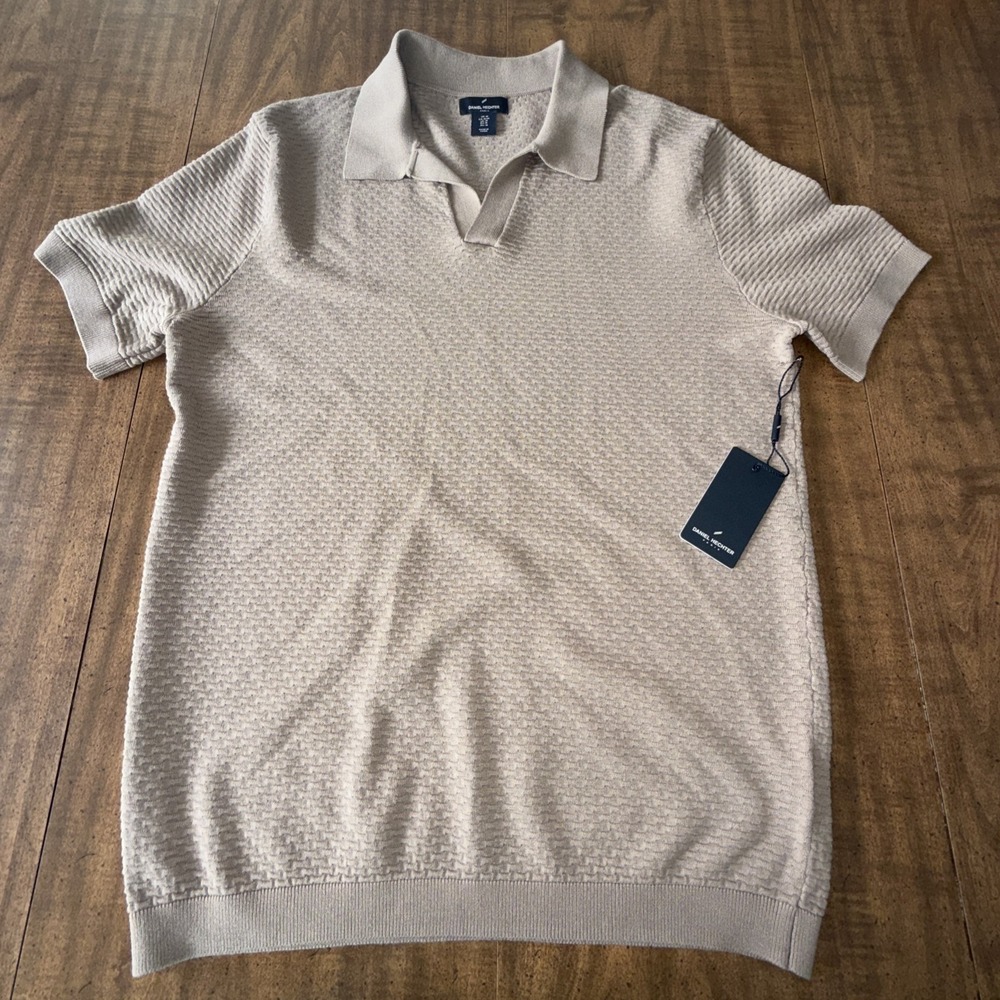 Daniel Hechter Men's Polo Knit Top Short Sleeve Pullover Brown Size Medium‎ NWT